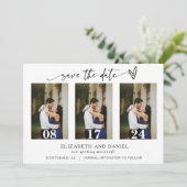 Moderne Minimalistische Hart Fotocollage Save the  Kaart (Staand voorkant)