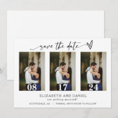 Moderne Minimalistische Hart Fotocollage Save the  Kaart (Voorkant / Achterkant)