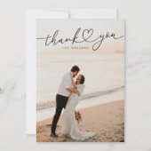 Moderne minimalistische hart script bruiloft bedankkaart (Voorkant)