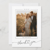 Moderne minimalistische hart script bruiloft bedankkaart (Voorkant)