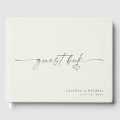 Moderne Minimalistische Hart Script Trouwdag Gastenboek (Voorkant)