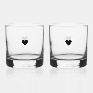 Moderne Minimalistische Hart Zwarte Douane Valenti Whisky Glas