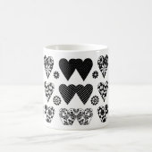 Moderne minimalistische harten en bloemen zwart en koffiemok (Center)