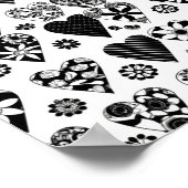 Moderne minimalistische harten en bloemen zwart en poster (Hoek)