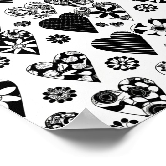 Moderne minimalistische harten en bloemen zwart en poster (Hoek)