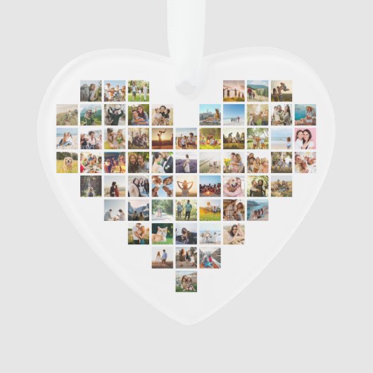 Moderne minimalistische hartvormige fotocollage ornament (voorkant)