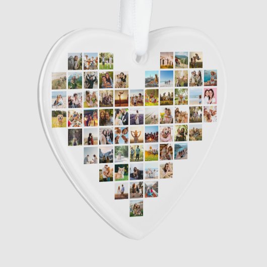 Moderne minimalistische hartvormige fotocollage ornament (voorkant)