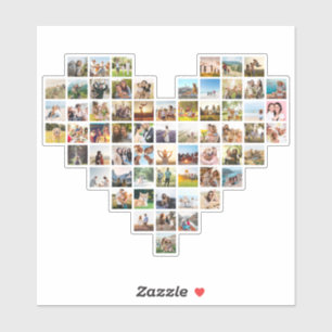 Moderne minimalistische hartvormige fotocollage sticker