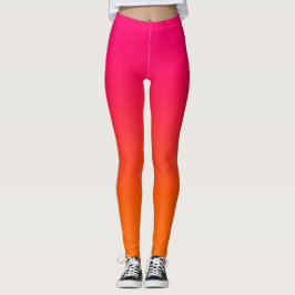 Moderne Minimalistische Helder Roze en Oranje Grad Leggings