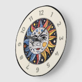 Moderne minimalistische hemelzon maan monogram grote klok (Hoek)