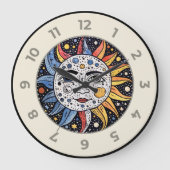 Moderne minimalistische hemelzon maan monogram grote klok (Voorkant)