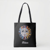 Moderne minimalistische hemelzon maan monogram tote bag (Voorkant)