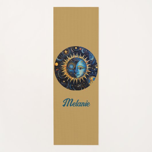Moderne minimalistische hemelzon maan monogram yogamat (Voorkant)