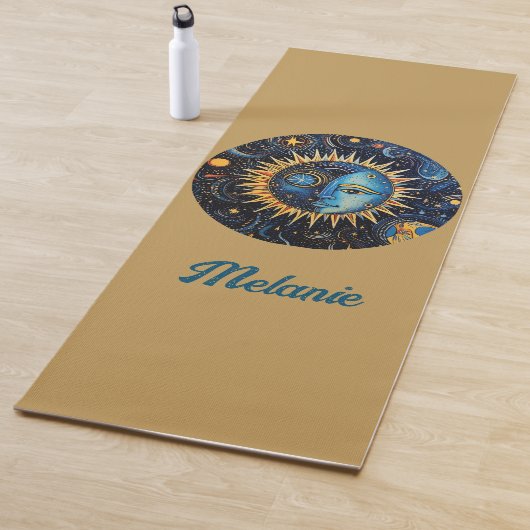 Moderne minimalistische hemelzon maan monogram yogamat (In situ)