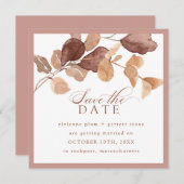 Moderne Minimalistische Herfstbladeren Save the Da Save The Date (Voorkant / Achterkant)