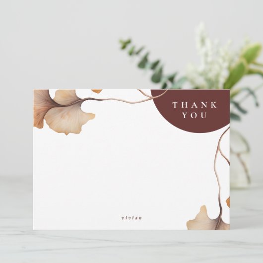 Moderne minimalistische herfstbloemen bedankkaart (Staand voorkant)