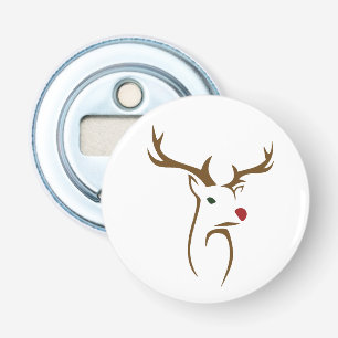 Moderne minimalistische hertenlijn kunst Kerstmis Button Flesopener