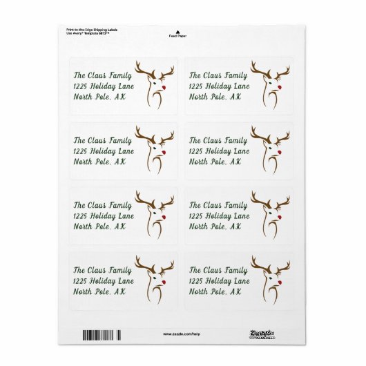 Moderne minimalistische hertenlijn kunst Kerstmis Etiket (Full Sheet)