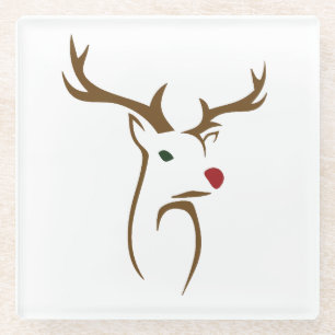 Moderne minimalistische hertenlijn kunst Kerstmis Glazen Onderzetter