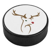 Moderne minimalistische hertenlijn kunst Kerstmis Hockey Puck (3/4)