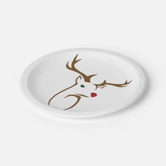 Moderne minimalistische hertenlijn kunst Kerstmis Papieren Bordje (Gekanteld)