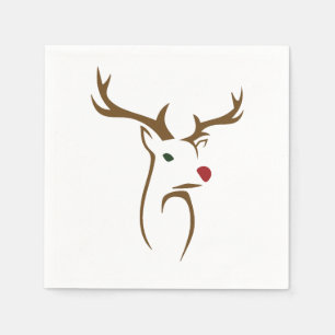 Moderne minimalistische hertenlijn kunst Kerstmis Servet