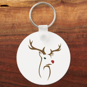 Moderne minimalistische hertenlijn kunst Kerstmis Sleutelhanger