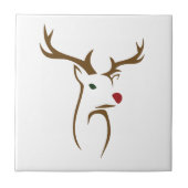 Moderne minimalistische hertenlijn kunst Kerstmis Tegeltje (Voorkant)