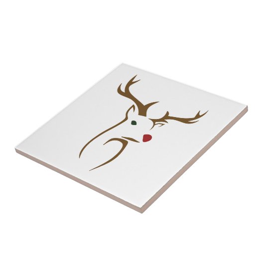 Moderne minimalistische hertenlijn kunst Kerstmis Tegeltje (Zijkant)