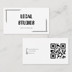 Moderne Minimalistische Hoekframe QR-code Visitekaartje
