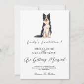 Moderne minimalistische hond foto bruiloft kaart (Voorkant)