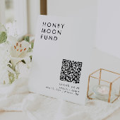 Moderne Minimalistische Honeymoon Fund QR-code Reclamebord Met Voetstuk