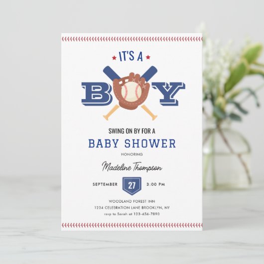 Moderne minimalistische honkbal Batter Up Baby sho Kaart (Staand voorkant)