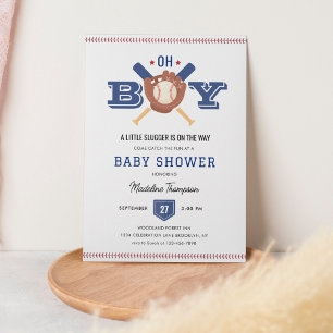 Moderne minimalistische honkbal oh boy Baby shower Kaart