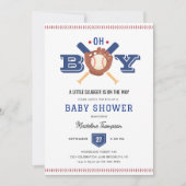 Moderne minimalistische honkbal oh boy Baby shower Kaart (Voorkant)