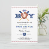 Moderne minimalistische honkbal oh boy Baby shower Kaart (Staand voorkant)