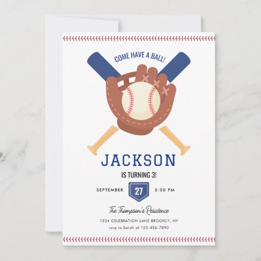 Moderne minimalistische honkbalbeslag op verjaarda kaart (Voorkant)