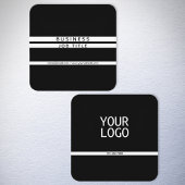 Moderne minimalistische horizontale strepen zwart  vierkante visitekaartje
