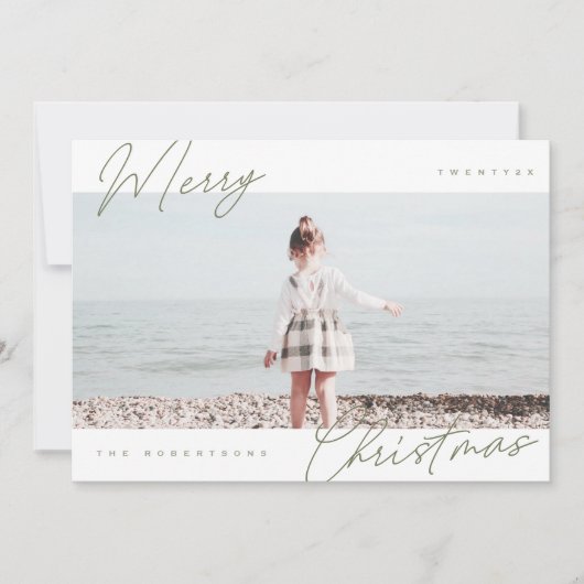 Moderne minimalistische horizontale vrolijke kerst feestdagenkaart (Voorkant)