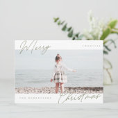 Moderne minimalistische horizontale vrolijke kerst feestdagenkaart (Staand voorkant)