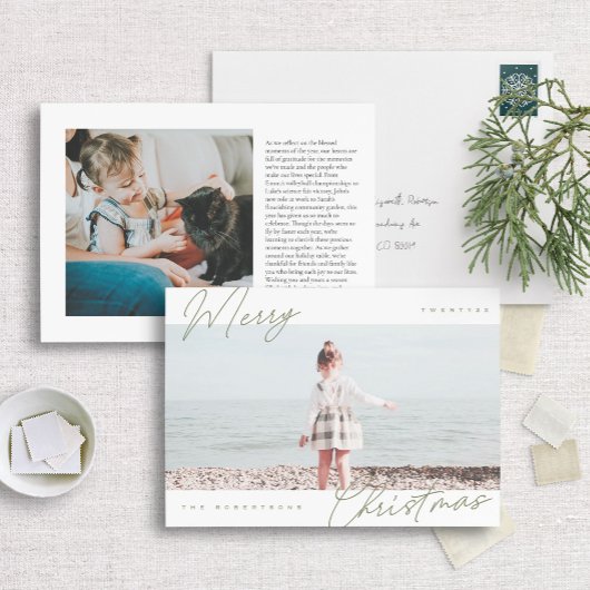 Moderne minimalistische horizontale vrolijke kerst feestdagenkaart