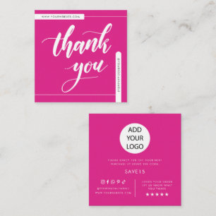 Moderne Minimalistische Hot Pink Bedankt Klein Vierkante Visitekaartje