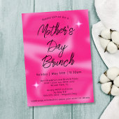 Moderne minimalistische hot pink Moederdag brunch Kaart