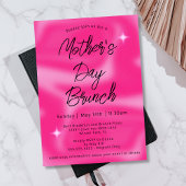 Moderne minimalistische hot pink Moederdag brunch Kaart