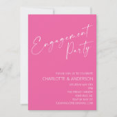Moderne minimalistische Hot Pink Script Engagement Kaart (Voorkant)