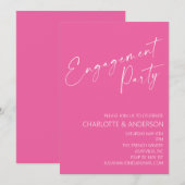Moderne minimalistische Hot Pink Script Engagement Kaart (Voorkant / Achterkant)
