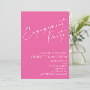 Moderne minimalistische Hot Pink Script Engagement Kaart