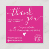 Moderne minimalistische hot roze orde dank u vierkante visitekaartje (Voorkant)