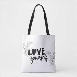 Moderne Minimalistische "Hou van jezelf" Botanisch Tote Bag