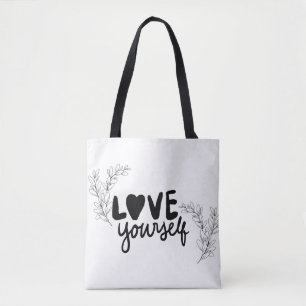 Moderne Minimalistische "Hou van jezelf" Botanisch Tote Bag